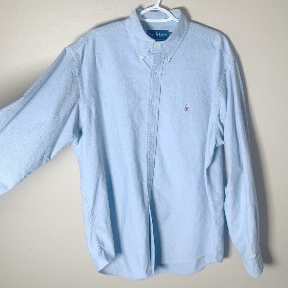 Ralph Lauren Oxford Shirt Mens 16.5 36/37 Blue Excellent Classic Fit Long Sleeve